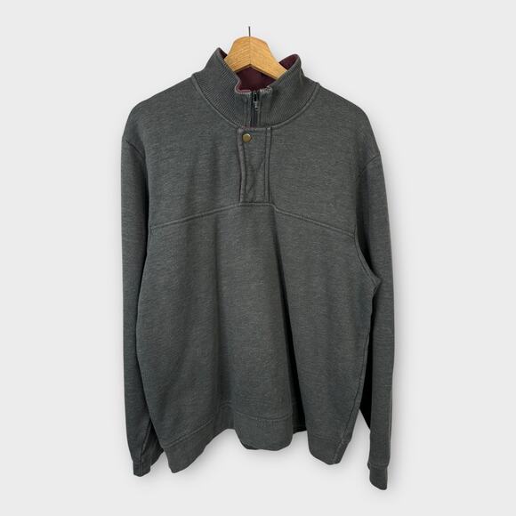 Orvis Mens size XL 1/4 Zip Snap Pullover Long Sleeve Jersey Sweatshirt Gray - Picture 1 of 7
